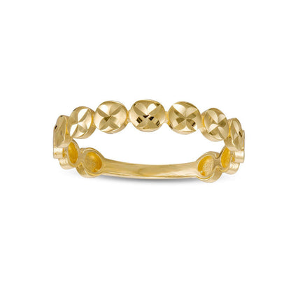 Multi-Finish Graduated Disc Stackable Band in Solid 10K Yellow Gold