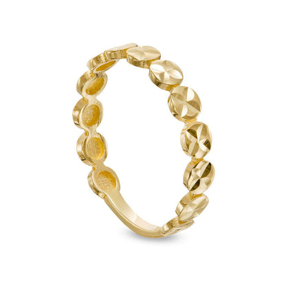 Multi-Finish Graduated Disc Stackable Band in Solid 10K Yellow Gold