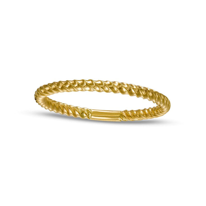 Rope-Texture Thin Stackable Band in Solid 10K Yellow Gold - Size 7