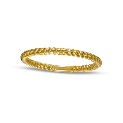 Rope-Texture Thin Stackable Band in Solid 10K Yellow Gold - Size 7