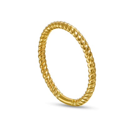 Rope-Texture Thin Stackable Band in Solid 10K Yellow Gold - Size 7