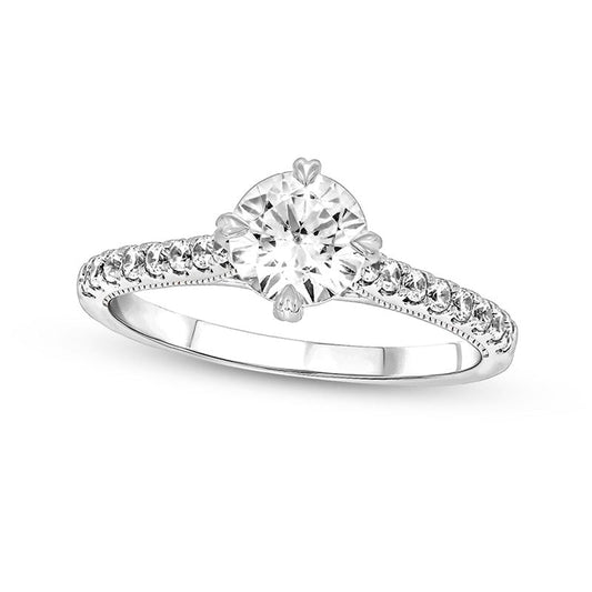 1.0 CT. T.W. Natural Diamond Engagement Ring in Solid 14K White Gold (I/I2)
