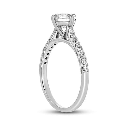 1.0 CT. T.W. Natural Diamond Engagement Ring in Solid 14K White Gold (I/I2)
