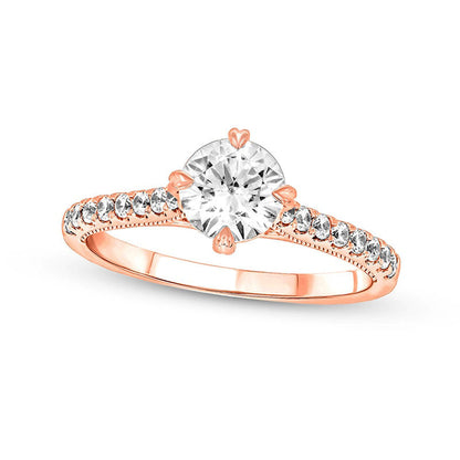 1.0 CT. T.W. Natural Diamond Engagement Ring in Solid 14K Rose Gold (I/I2)