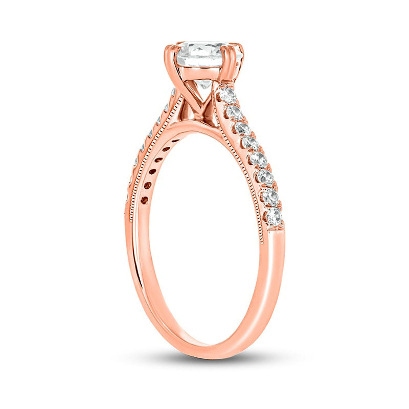 1.0 CT. T.W. Natural Diamond Engagement Ring in Solid 14K Rose Gold (I/I2)