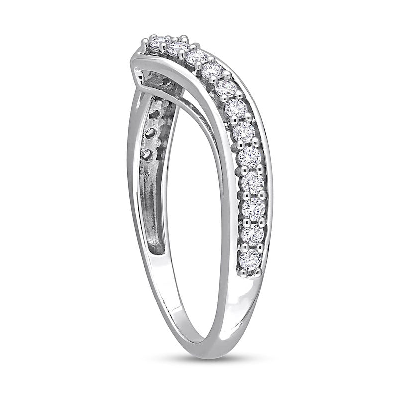 0.33 CT. T.W. Natural Diamond Bypass Contour Anniversary Band in Solid 10K White Gold