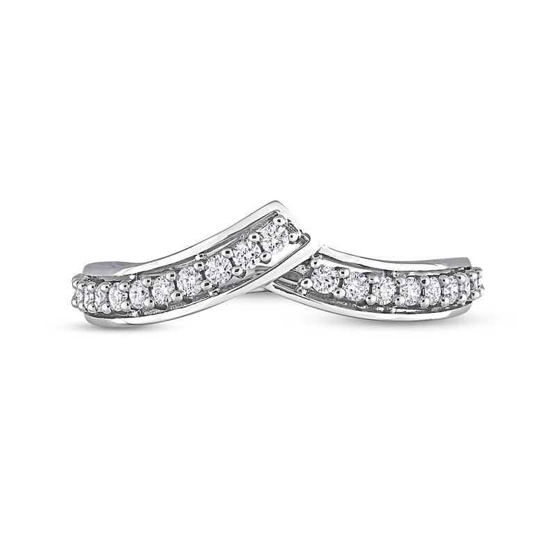 0.33 CT. T.W. Natural Diamond Bypass Contour Anniversary Band in Solid 10K White Gold