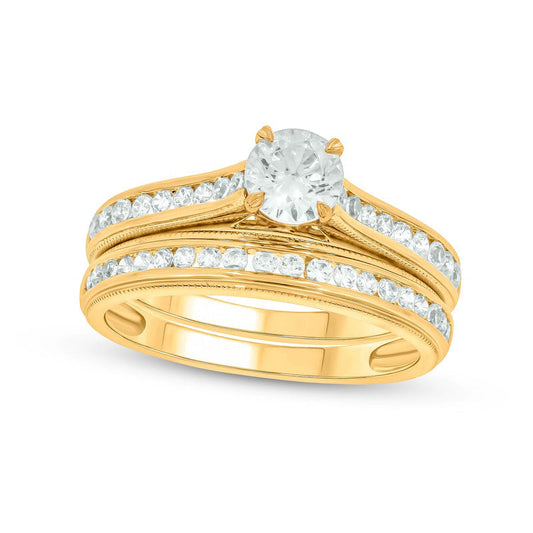 1.0 CT. T.W. Natural Diamond Antique Vintage-Style Bridal Engagement Ring Set in Solid 14K Gold (I/I2)
