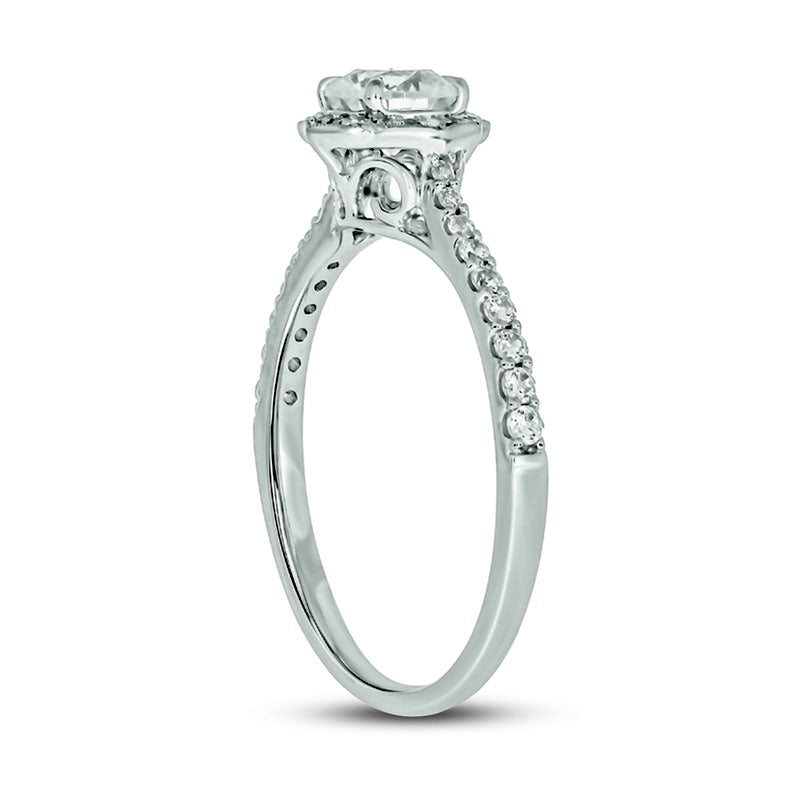0.75 CT. T.W. Natural Diamond Frame Antique Vintage-Style Engagement Ring in Solid 14K White Gold (I/I2)