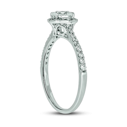0.75 CT. T.W. Natural Diamond Frame Antique Vintage-Style Engagement Ring in Solid 14K White Gold (I/I2)