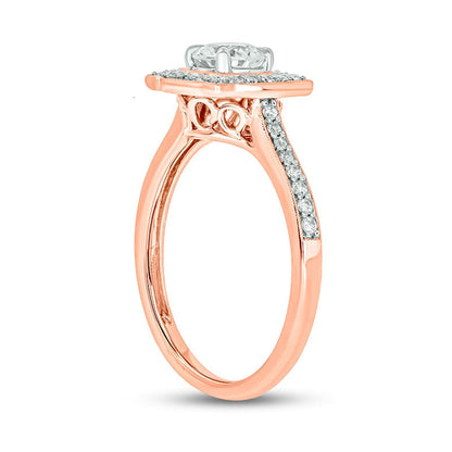 0.75 CT. T.W. Natural Diamond Cushion-Shaped Frame Antique Vintage-Style Engagement Ring in Solid 14K Rose Gold (I/I2)