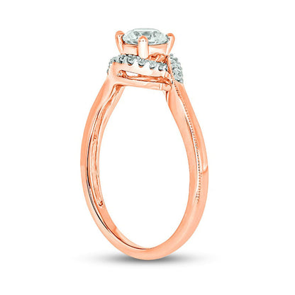 0.50 CT. T.W. Natural Diamond Antique Vintage-Style Bypass Engagement Ring in Solid 14K Rose Gold (I/I2)