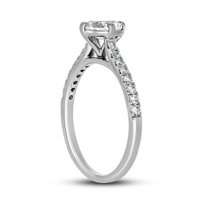 1.0 CT. T.W. Oval Natural Diamond Engagement Ring in Solid 14K White Gold (I/I2)