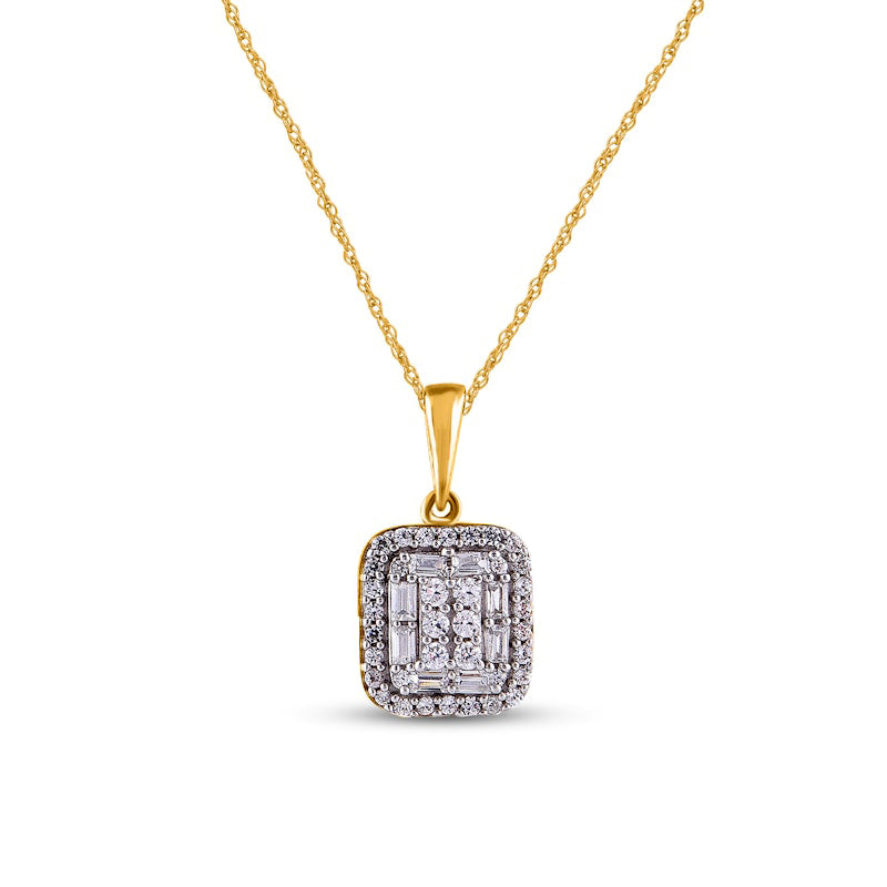 0.25 CT. T.W. Composite Natural Diamond Rectangular Frame Pendant in 10K Yellow Gold