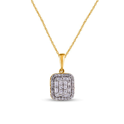 0.25 CT. T.W. Composite Natural Diamond Rectangular Frame Pendant in 10K Yellow Gold
