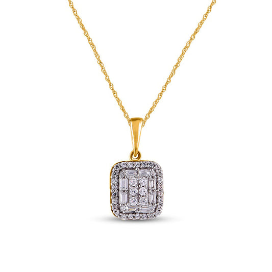 0.25 CT. T.W. Composite Natural Diamond Rectangular Frame Pendant in 10K Yellow Gold