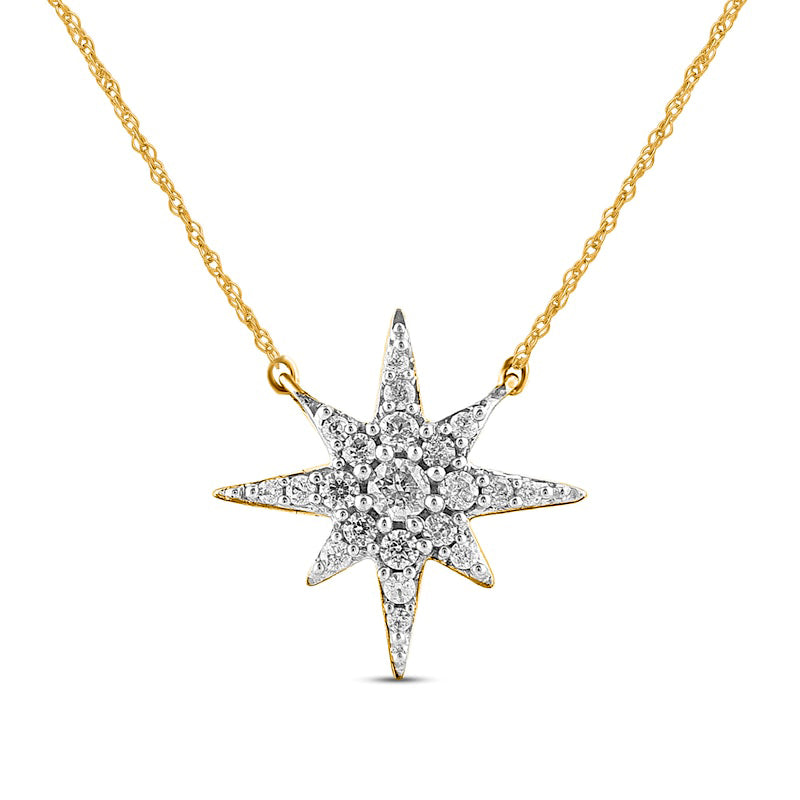 0.17 CT. T.W. Natural Diamond North Star Necklace in 10K Yellow Gold