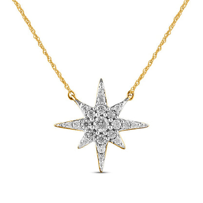 0.17 CT. T.W. Natural Diamond North Star Necklace in 10K Yellow Gold