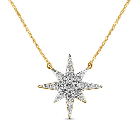 0.17 CT. T.W. Natural Diamond North Star Necklace in 10K Yellow Gold