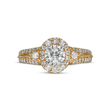 1.0 CT. T.W. Natural Diamond Oval-Shaped Frame Antique Vintage-Style Bridal Engagement Ring Set in Solid 14K Gold (I/I2)
