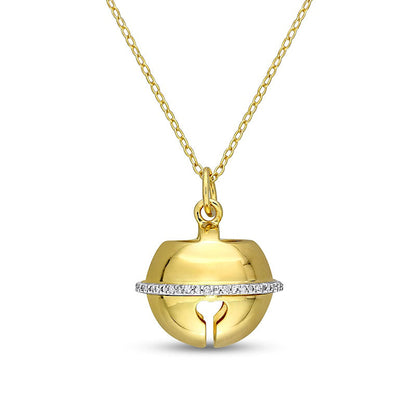 0.07 CT. T.W. Natural Diamond Bell Pendant in Sterling Silver with Yellow Rhodium