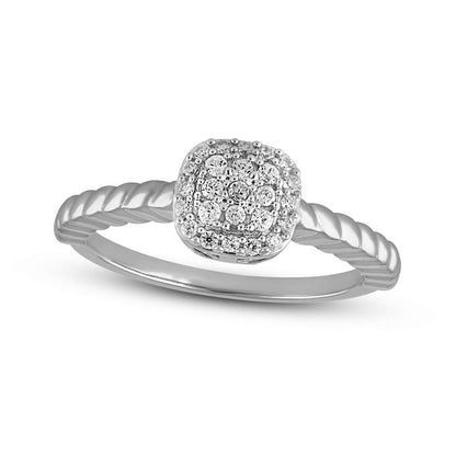 0.17 CT. T.W. Composite Cushion-Shaped Natural Diamond Frame Promise Ring in Solid 10K White Gold