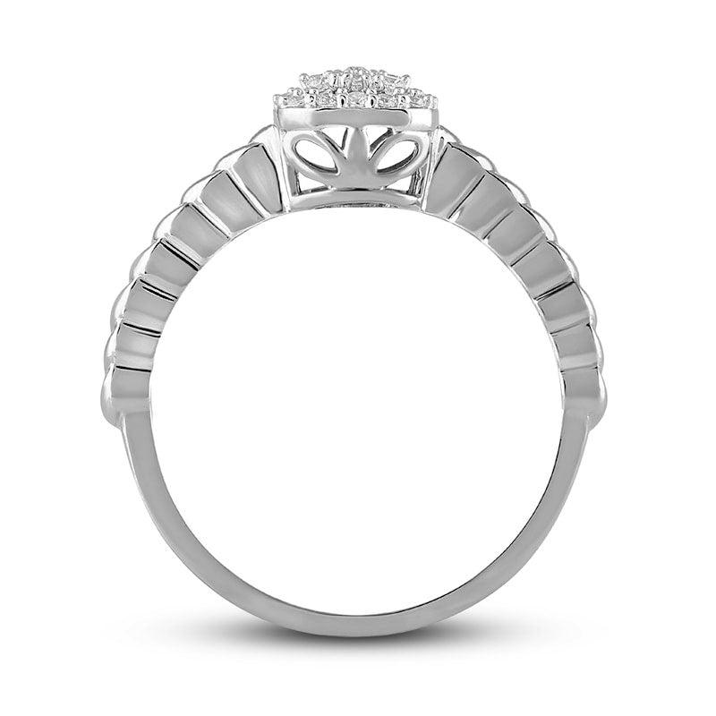 0.17 CT. T.W. Composite Cushion-Shaped Natural Diamond Frame Promise Ring in Solid 10K White Gold