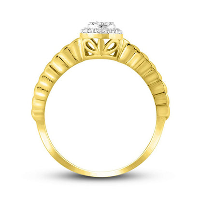 0.17 CT. T.W. Composite Pear Natural Diamond Frame Textured Shank Promise Ring in Solid 10K Yellow Gold