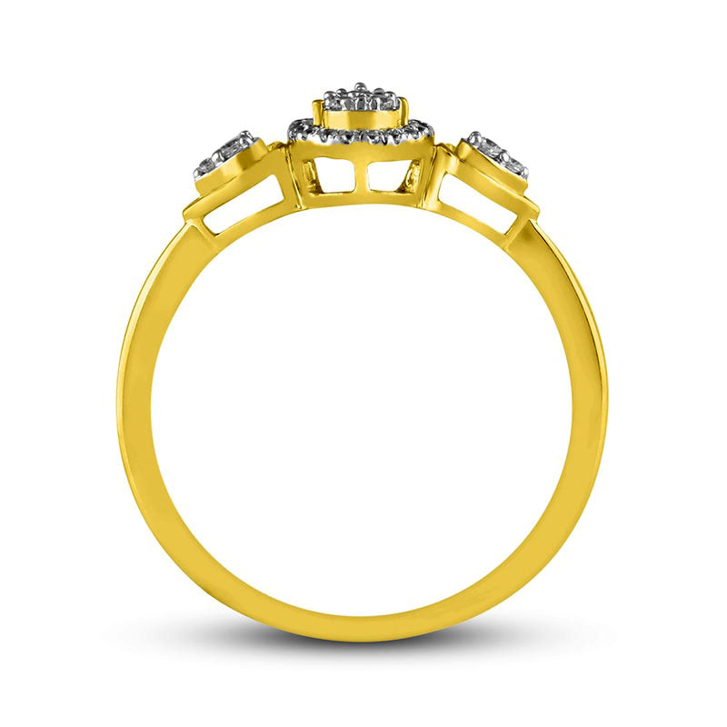 0.17 CT. T.W. Composite Pear-Shaped Natural Diamond Frame Trio Promise Ring in Solid 10K Yellow Gold