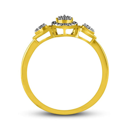 0.17 CT. T.W. Composite Pear-Shaped Natural Diamond Frame Trio Promise Ring in Solid 10K Yellow Gold