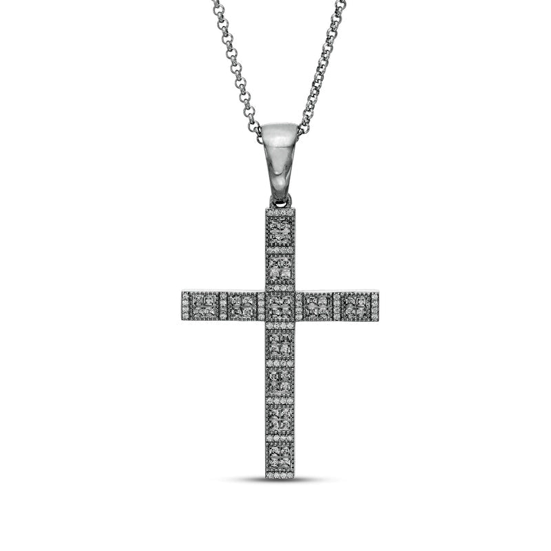 Men's 1.63 CT. T.W. Natural Diamond Cross Pendant in 10K White Gold - 22