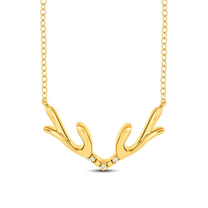 Natural Diamond Accent Antlers Necklace in Sterling Silver with 14K Gold Plate