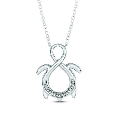 0.05 CT. T.W. Natural Diamond Turtle Infinity Pendant in Sterling Silver