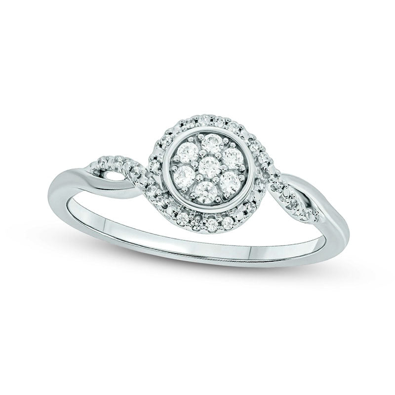 0.17 CT. T.W. Composite Natural Diamond Frame Split Shank Promise Ring in Sterling Silver