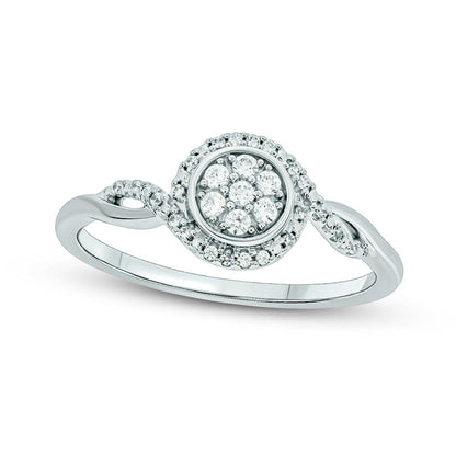 0.17 CT. T.W. Composite Natural Diamond Frame Split Shank Promise Ring in Sterling Silver