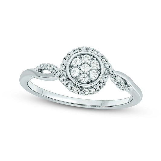 0.17 CT. T.W. Composite Natural Diamond Frame Split Shank Promise Ring in Sterling Silver