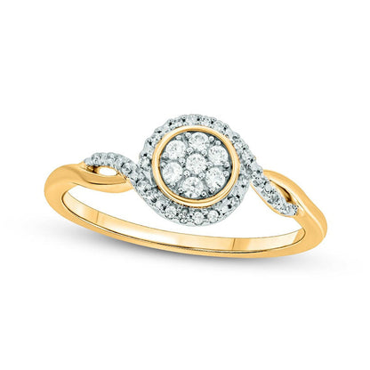 0.17 CT. T.W. Composite Natural Diamond Frame Split Shank Promise Ring in Sterling Silver with Solid 14K Gold Plate