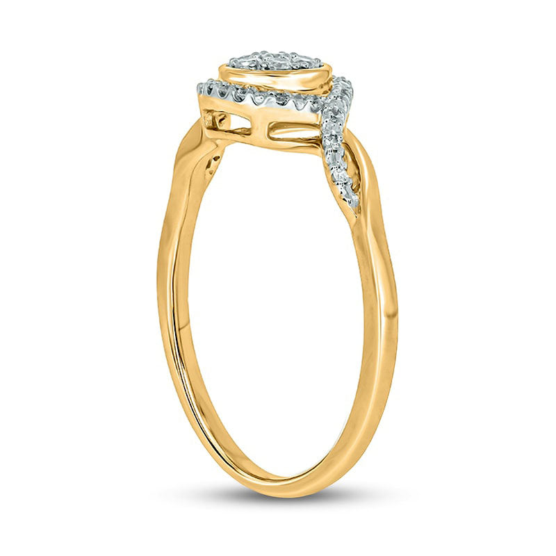 0.17 CT. T.W. Composite Natural Diamond Frame Split Shank Promise Ring in Sterling Silver with Solid 14K Gold Plate