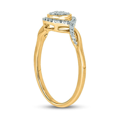 0.17 CT. T.W. Composite Natural Diamond Frame Split Shank Promise Ring in Sterling Silver with Solid 14K Gold Plate