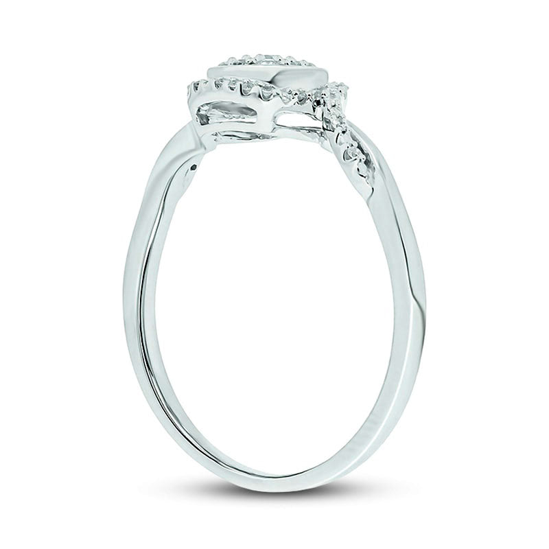 0.17 CT. T.W. Composite Cushion Natural Diamond Frame Twist Shank Promise Ring in Sterling Silver