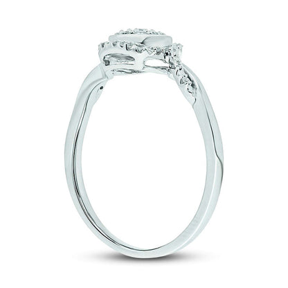 0.17 CT. T.W. Composite Cushion Natural Diamond Frame Twist Shank Promise Ring in Sterling Silver