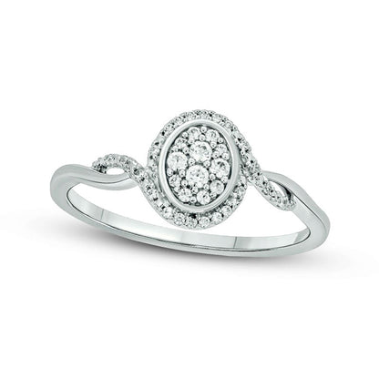 0.17 CT. T.W. Composite Oval Natural Diamond Frame Promise Ring in Sterling Silver