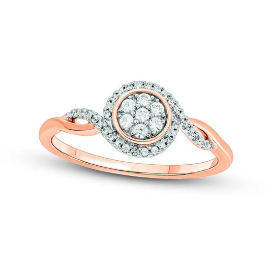 0.17 CT. T.W. Composite Natural Diamond Frame Split Shank Promise Ring in Sterling Silver with Solid 14K Rose Gold Plate