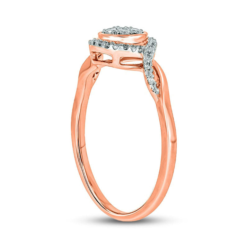 0.17 CT. T.W. Composite Natural Diamond Frame Split Shank Promise Ring in Sterling Silver with Solid 14K Rose Gold Plate