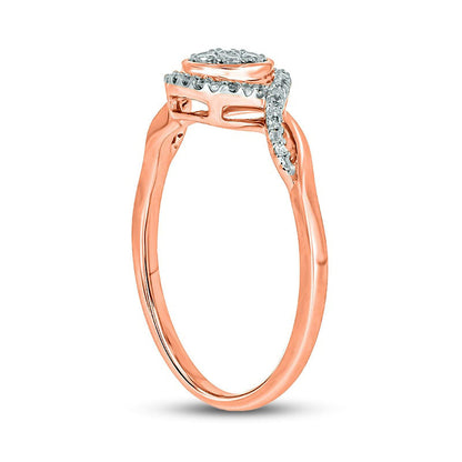 0.17 CT. T.W. Composite Natural Diamond Frame Split Shank Promise Ring in Sterling Silver with Solid 14K Rose Gold Plate
