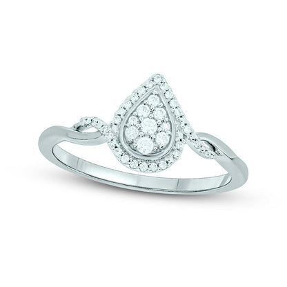 0.17 CT. T.W. Composite Pear Natural Diamond Frame Split Shank Promise Ring in Sterling Silver