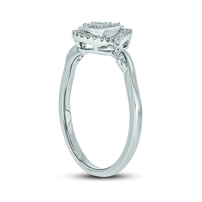 0.17 CT. T.W. Composite Pear Natural Diamond Frame Split Shank Promise Ring in Sterling Silver