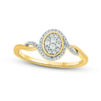 0.17 CT. T.W. Composite Oval Natural Diamond Frame Promise Ring in Sterling Silver with Solid 14K Gold Plate