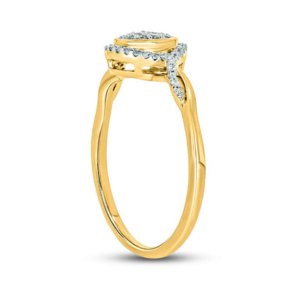 0.17 CT. T.W. Composite Oval Natural Diamond Frame Promise Ring in Sterling Silver with Solid 14K Gold Plate