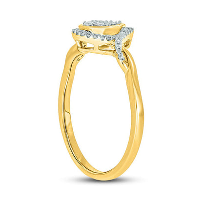 0.17 CT. T.W. Composite Pear Natural Diamond Frame Split Shank Promise Ring in Sterling Silver with Solid 14K Gold Plate